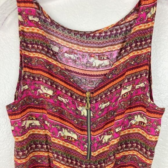 Women's Sleeveless Multicolored Elephant Romper Shorts Elastic Waist Sz M NWOT - Picture 4 of 7